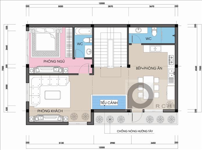 Tư vấn kiến trúc nhà phố diện tích 7x12m | ảnh 2