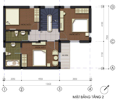 Thiết kế nhà 2 tầng, 1 tum trên đất 7,5x10,5m | ảnh 2