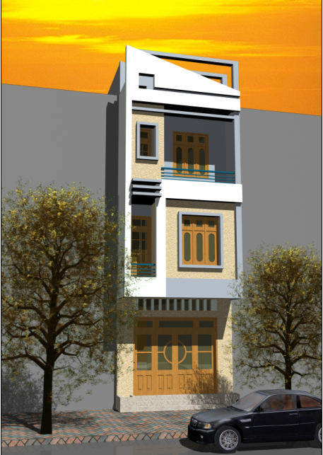 Mẫu nhà đẹp- mẫu nhà phố 3 tầng diện tích 4x13.5m