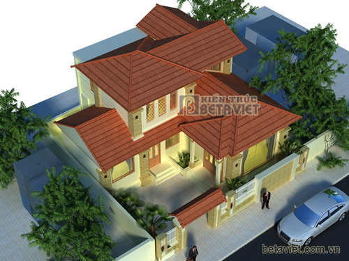 Thiết kế biệt thự 2 tầng trên mảnh đất méo | ảnh 2