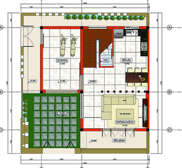 Tư vấn thiết kế xây nhà 2 tầng trên đất vuông 11x11m | ảnh 3