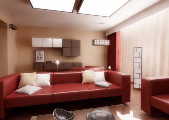 Phòng khách cá tính với sofa đỏ | ảnh 2